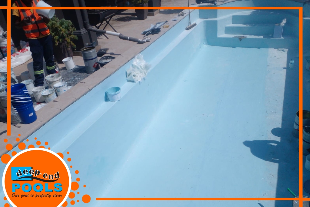 Deep-End Pools Fiberglass Resurface with Blue Top Coat Lining Renovation of Deep-End Pools in Paarl Repairing and Resurfacing a Chemically Damaged Nantes Street Pool with White Fiberglass