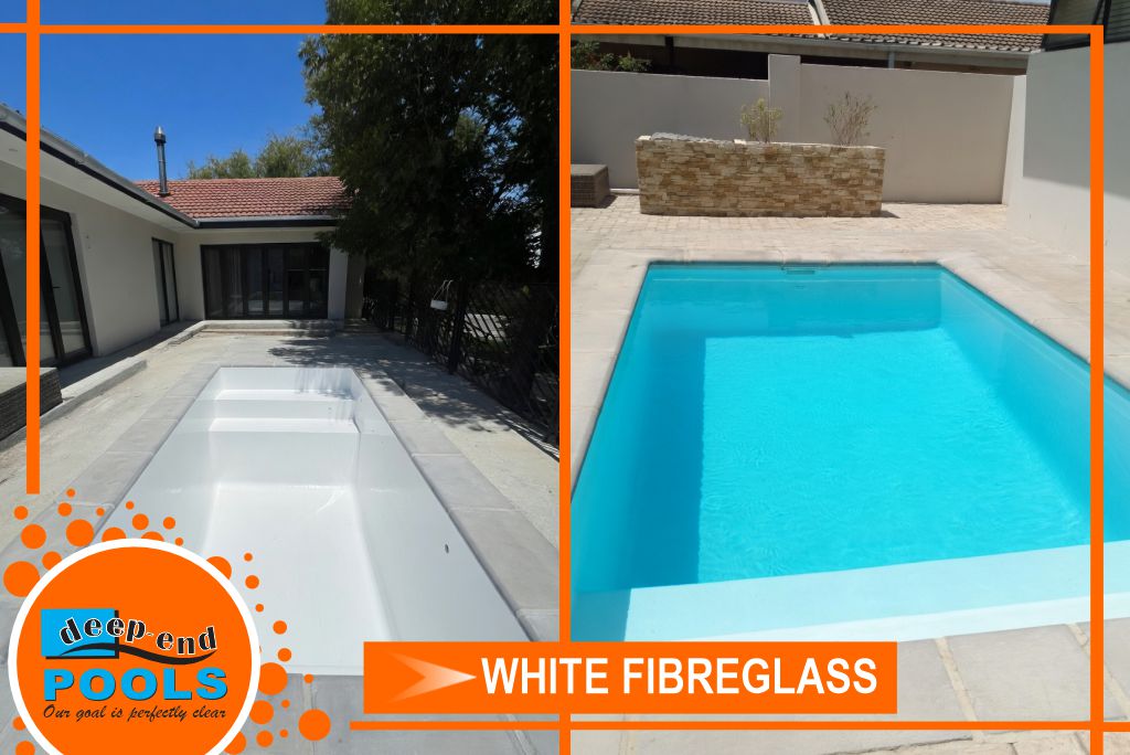 deep-end-pools-completed-white-fibreglass-swimming-pool-da-vinci-berg-en-dal-wellington-winelands Final result of the 4.2m x 2m fibreglass pool renovation with bright white finish in Berg En Dal, Wellington.