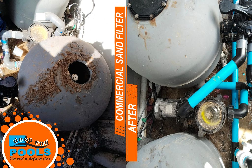 Deep-End-Pools-commercial-pools-filtrate-upgrade-during-before-after Before vs After commercial pool filtration upgrade at Winelands venue – Deep-End Pools sand filter and PVC plumbing repai